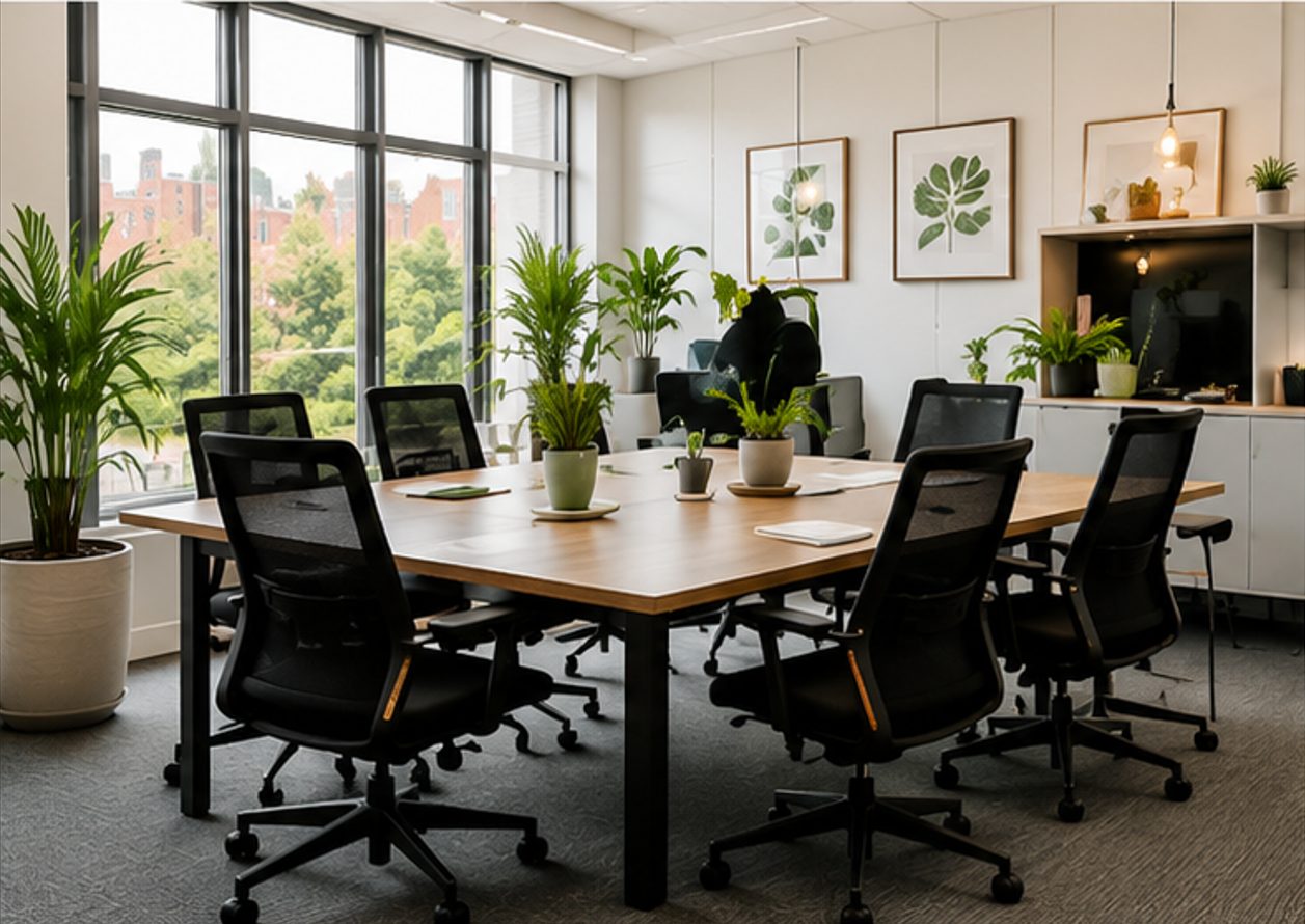 Bright, tidy commercial office meeting room