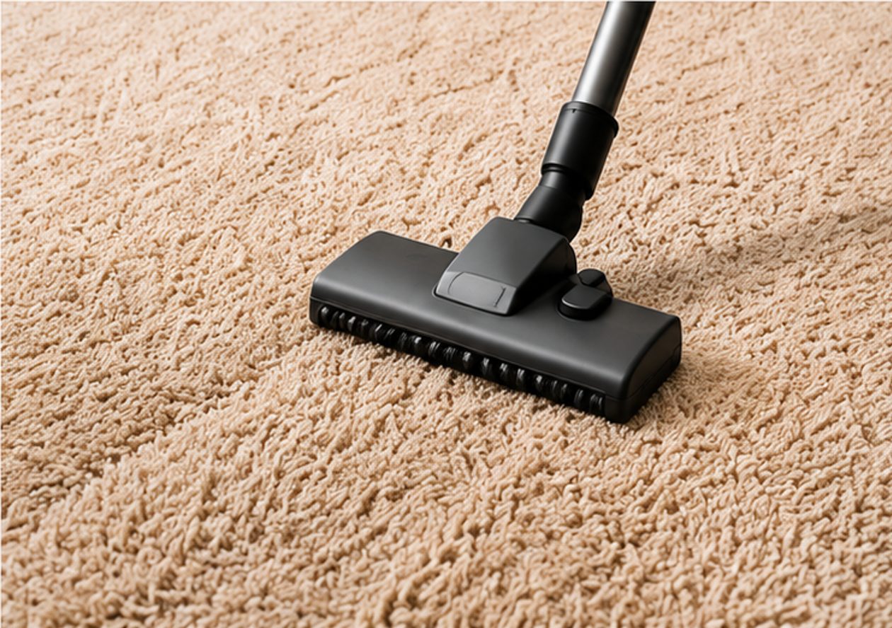 Vacuum cleaner head deep-cleaning a thick carpet