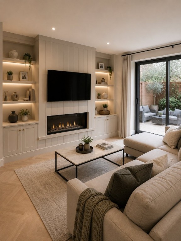 Floor-to-ceiling glass doors in a new side extension